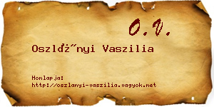 Oszlányi Vaszilia névjegykártya